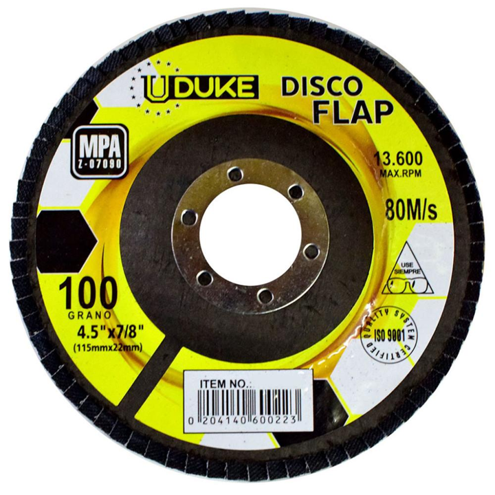 DISCO FLAP 4-1/2" X 7/8" GRANO 100 IMPORTADO