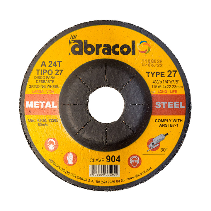 DISCO PULIR METAL 4-1/2" X 1/4 ABRACOL