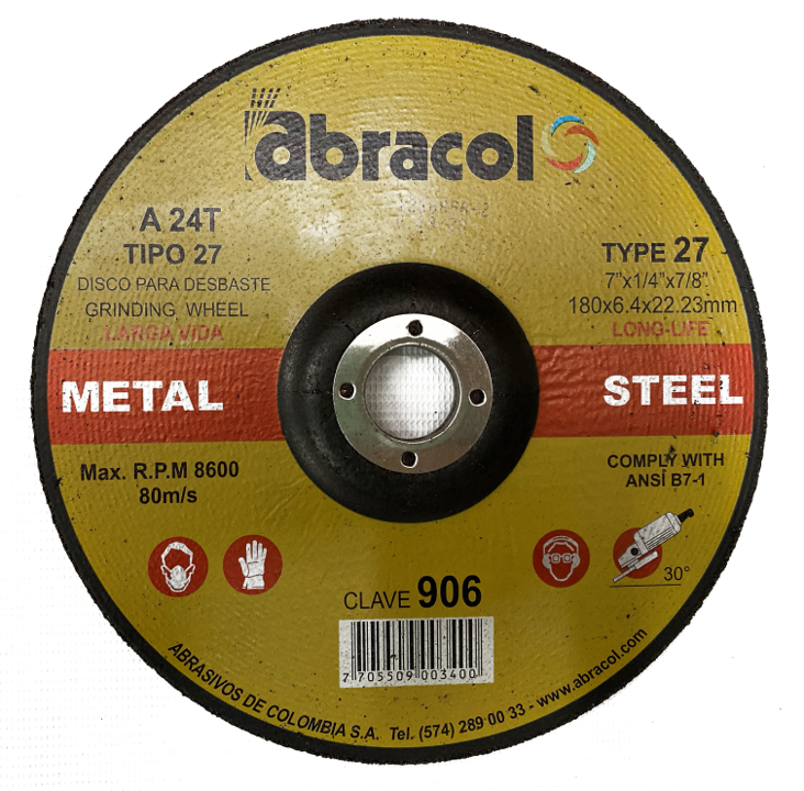 DISCO PULIR METAL 7" X 1/4 ABRACOL