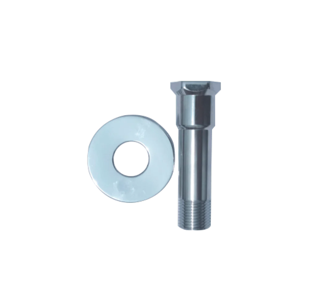 EXTENSION PARA LLAVE JARDIN CROMADA 1/2" X 9CM CON ESCUDO DISAGUAS