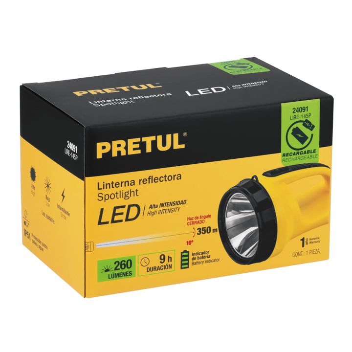 LINTERNA RECARGABLE LED 30 LUMENES PRETUL