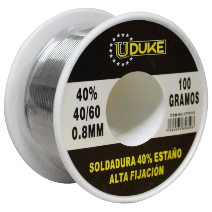 SOLDADURA ESTAÑO 100GR UDUKE 40-60 (40% ESTAÑO) (0,8MM)