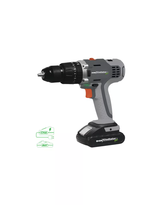 TALADRO PERCUTOR INALAMBRICO 3/8" 12 VOLTIOS GLADIATOR PRO