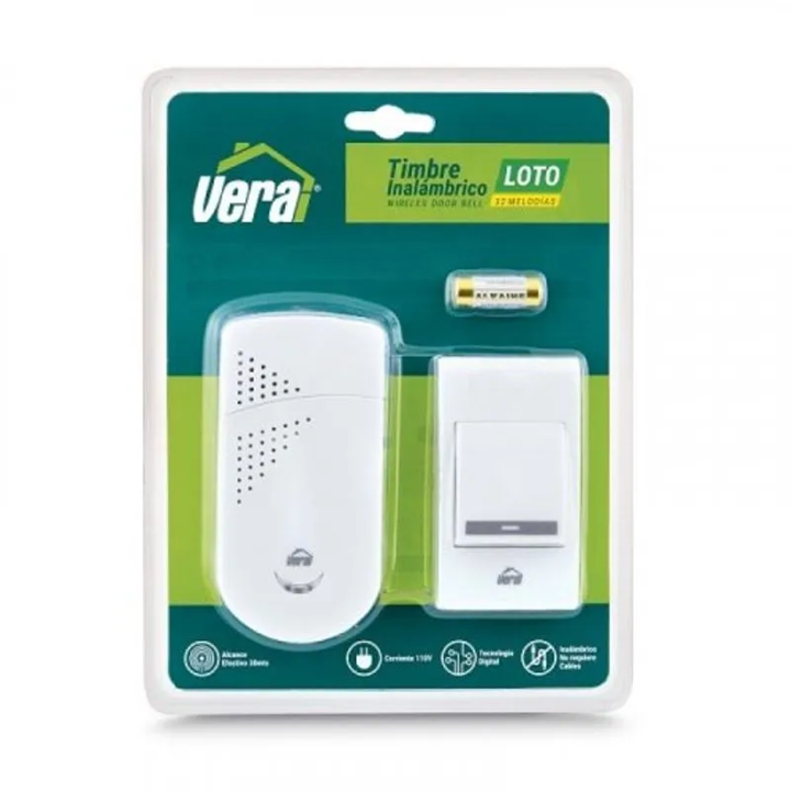 TIMBRE INALAMBRICO 110V LOTO 32M VERA FINO