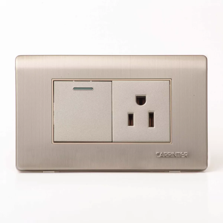 INTERRUPTOR + TOMA METALICO Q3 CARPINTER