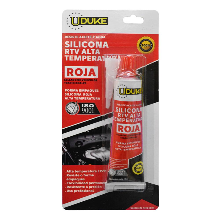 SILICONA UDUKE 50ML RTV ROJA ALTA TEMPERATURA AUTOMOTRIZ (HT80123)