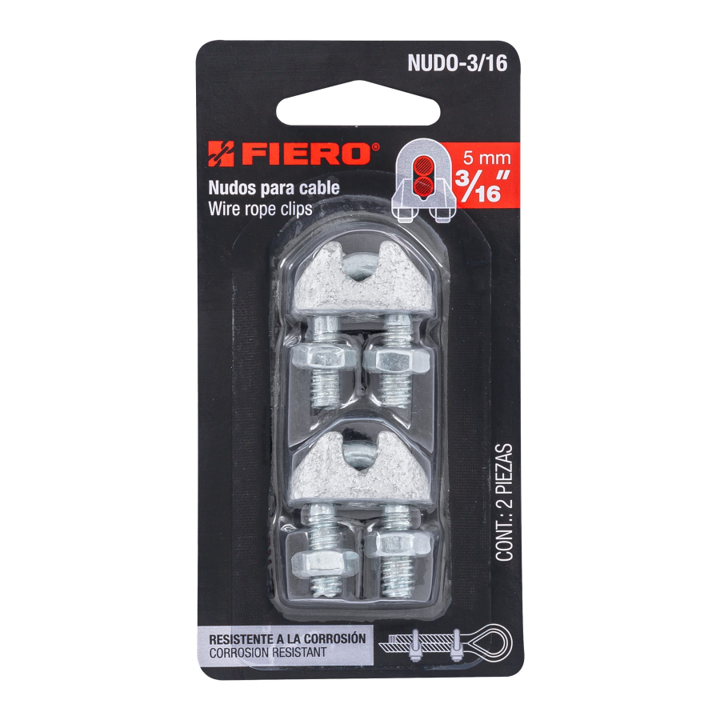 PERROS DE HIERROS POR 2 UND PARA CABLE DE 3/16 FIERO C:44083