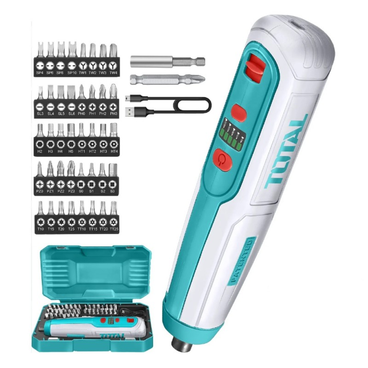 ATORNILLADOR INALAMBRICO 4V BLISTER JGO PUNTAS TOTAL