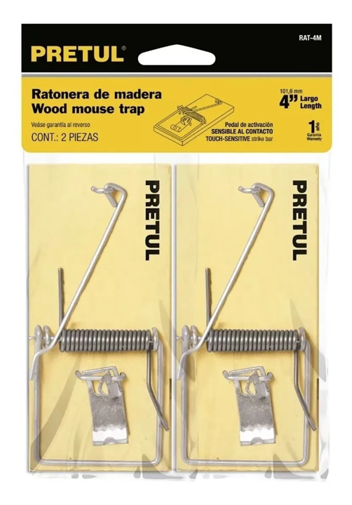 TRAMPA MADERA 4" x 2 Pz PARA RATON PRETUL