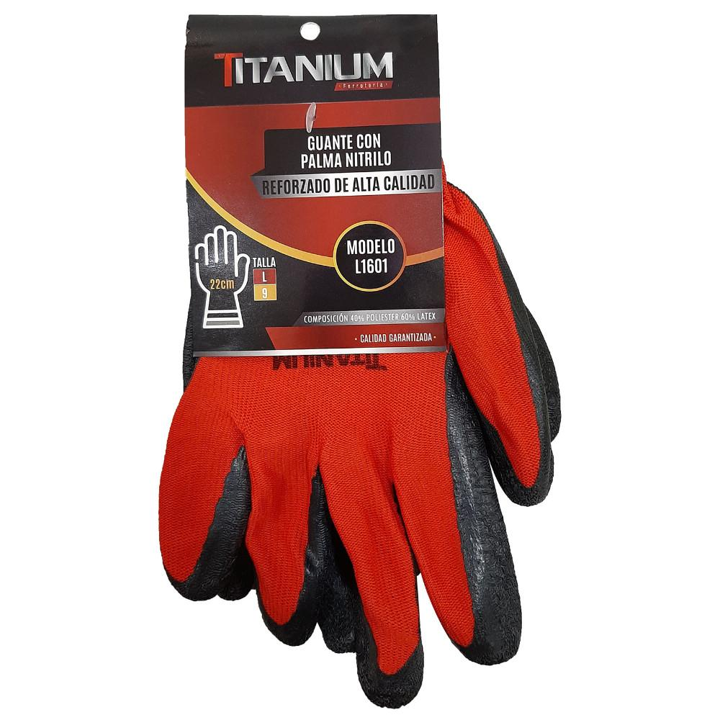 GUANTE NITRILO REFORZADO ROJO 9-L TITANIUM FSI13