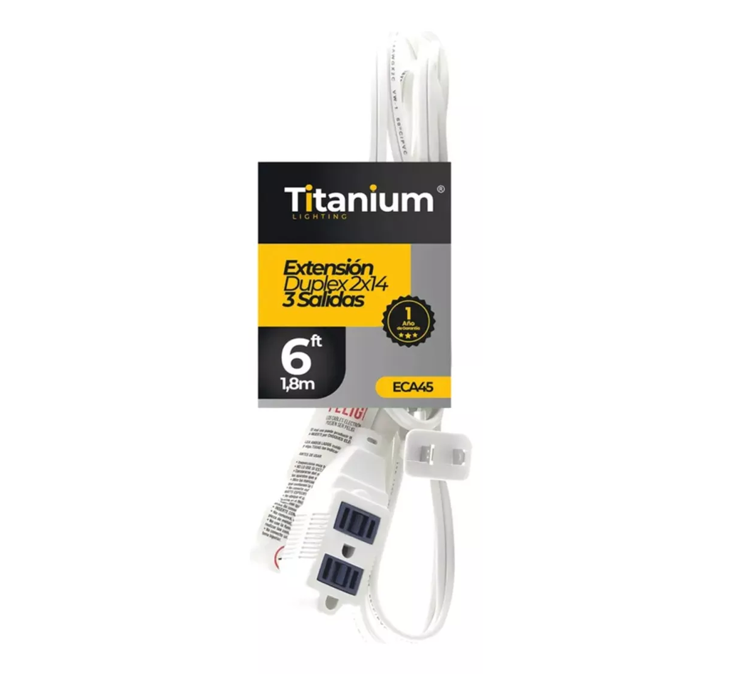 EXTENSION ELECTRICA BLANCA 6FT C-14 RETI (1.8MTS) TITANIUM