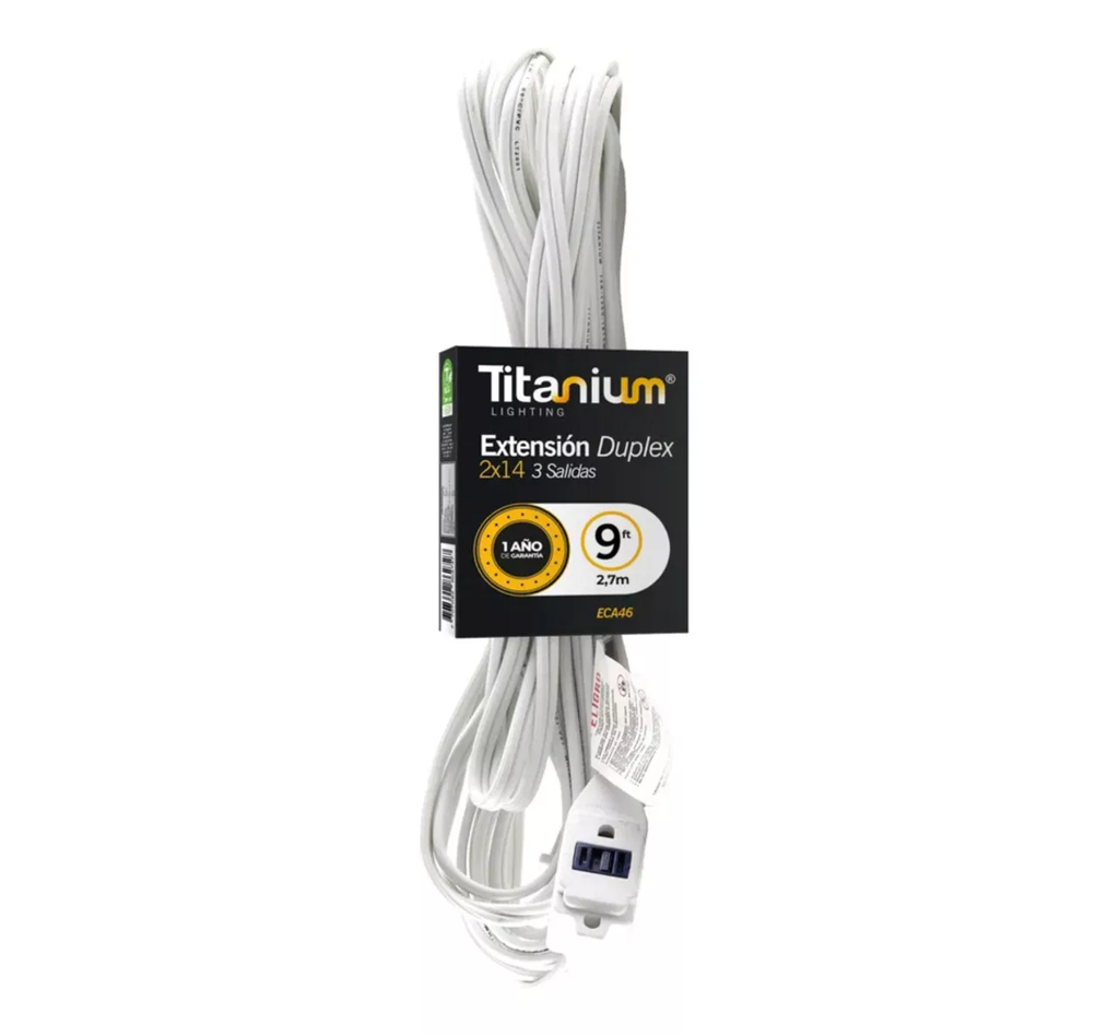 EXTENSION ELECTRICA BLANCA 9FT C-14 RETI (2.7MTS) TITANIUM