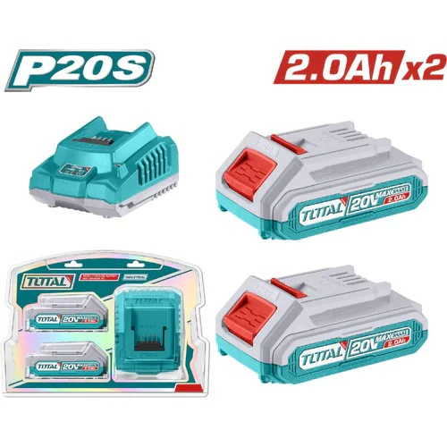 KIT BATERIAS 20V 2.0A (2) Y CARGADOR TOTAL BLISTER UTFBCPK1222