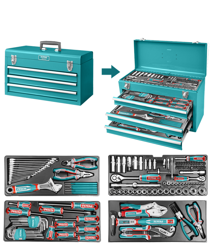 CAJA HERRAMIENTA METÁLICA INCLUYE 132 PZS INDUSTRIAL SUPER TOTAL (THPTCS71321)