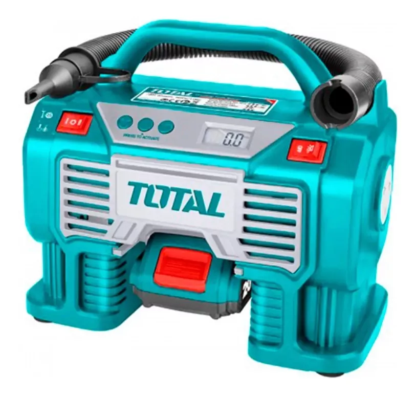 COMPRESOR MINI INALAMBRICO 20V 160PSI AUTOMATICO PARA CARRO NO INCLUYE BATERIA Y CARGADOR TOTAL (TACLI2002)