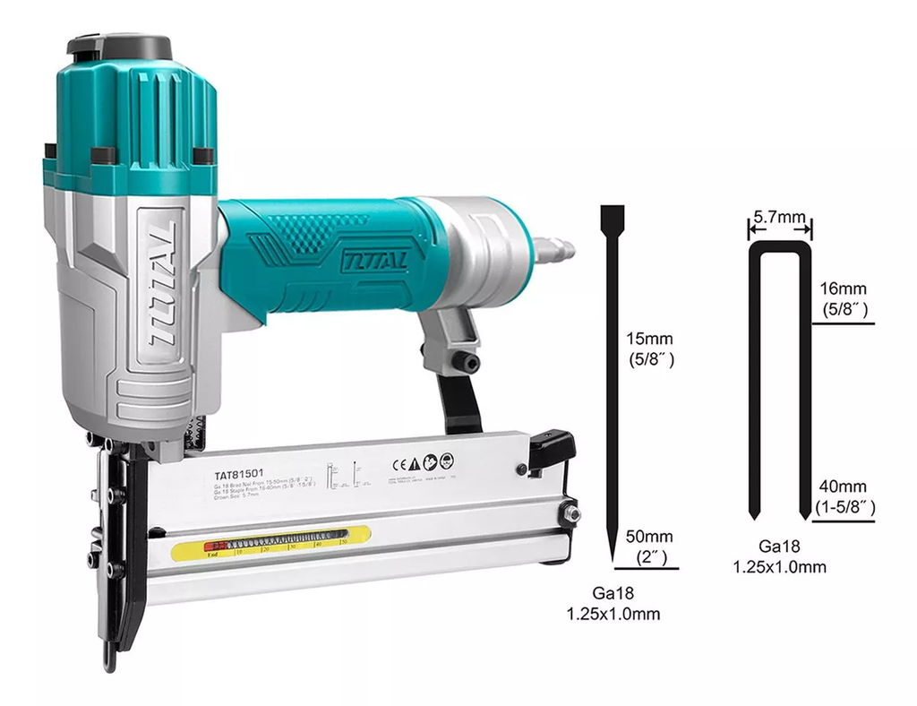 CLAVADORA + GRAPADORA NEUMATICA 2 EN 1 TOTAL (TAT81501)