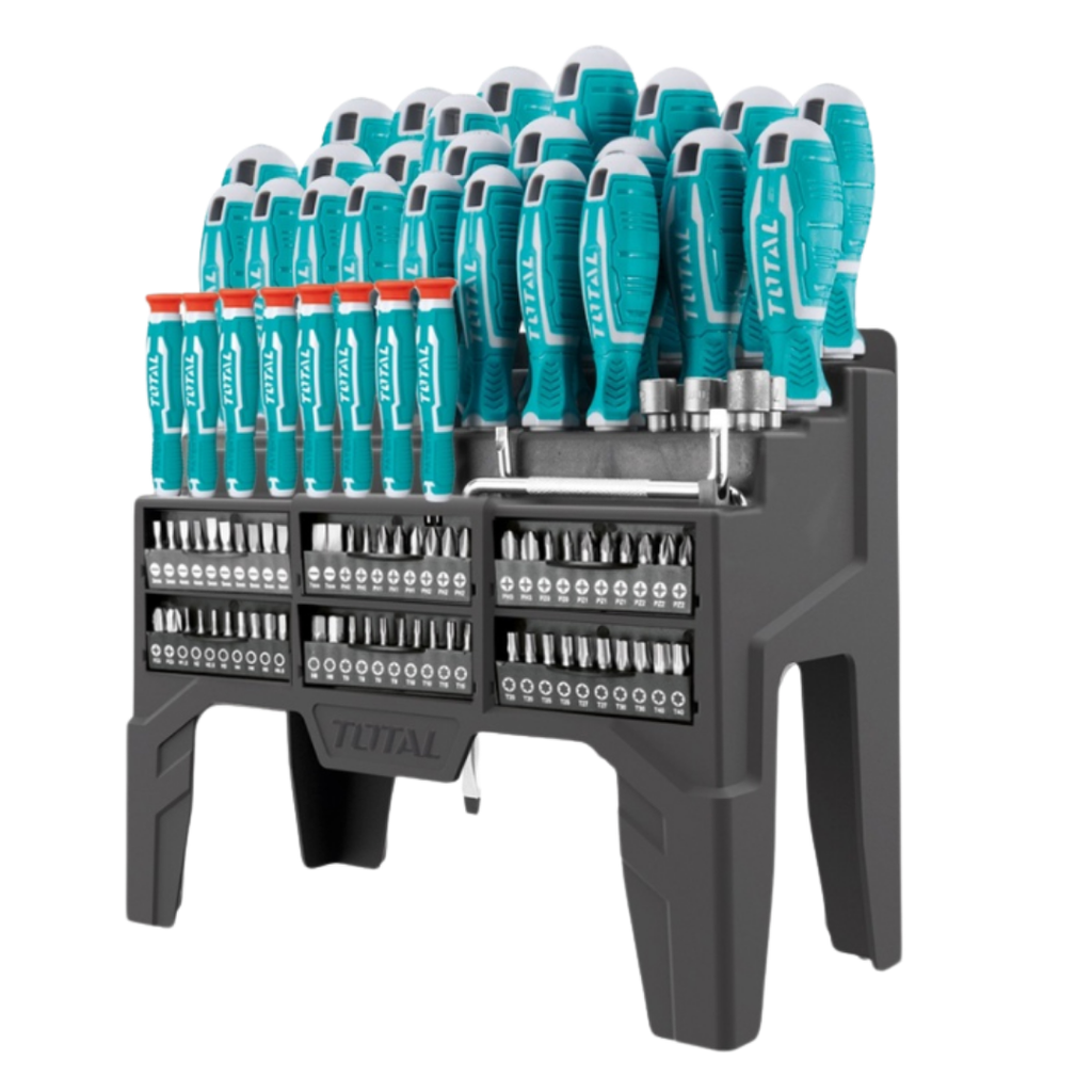 DESTORNILLADOR CROMO VANADIUM JUEGO X 100 PZS TOTAL (THT2506100)