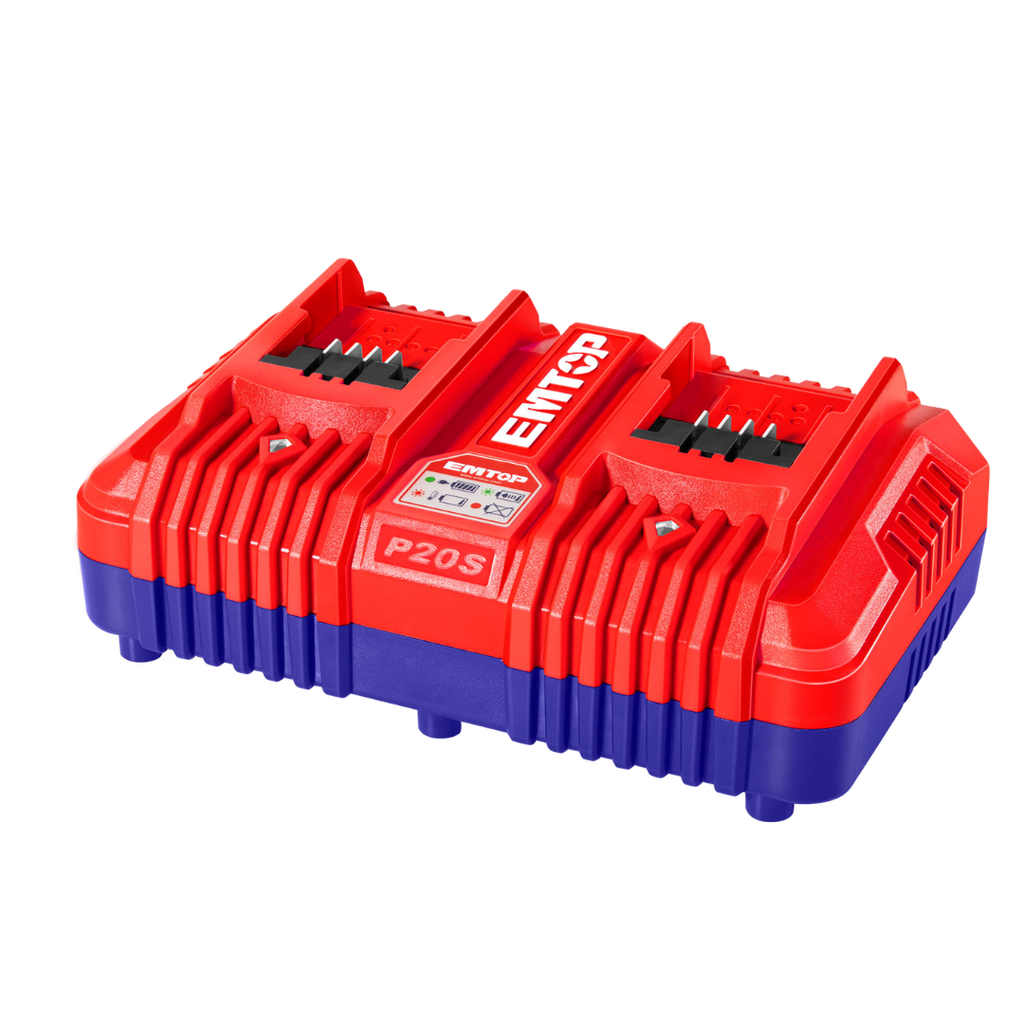 CARGADOR DOBLE BATERIA 20V/2.0Ah ION DE LITIO EMTOP ULFCR20403 
