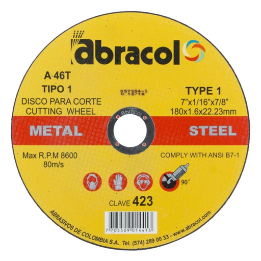 [11576] DISCO CORTE METAL/ ACERO 7" ABRACOL