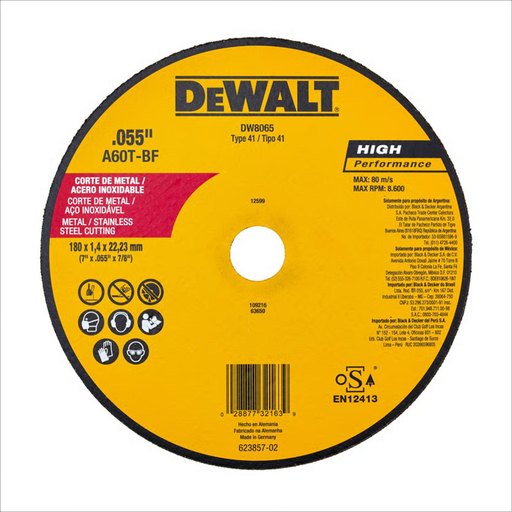 [11577] DISCO CORTE METAL/ ACERO 7" DEWALT