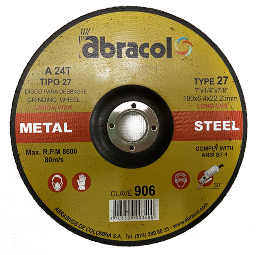 [11603] DISCO PULIR METAL 7" X 1/4 ABRACOL