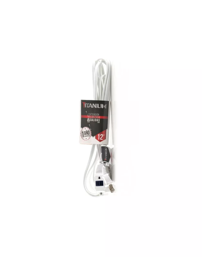 [11874] EXTENSION ELECTRICA BLANCA 12FT C-14 RETI (3.6MTS) TITANIUM