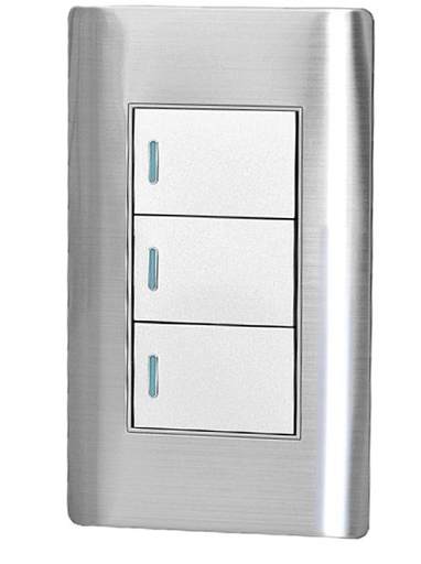 [12129] INTERRUPTOR TRIPLE METALICO CARPINTER FINO Q3