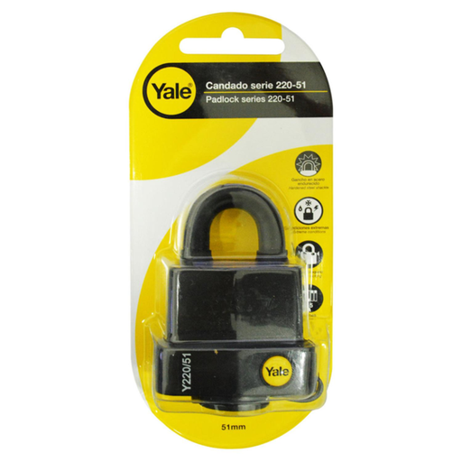 [10937] CANDADO YALE INTEMPERIE NEGRO 220-51mm (8815)