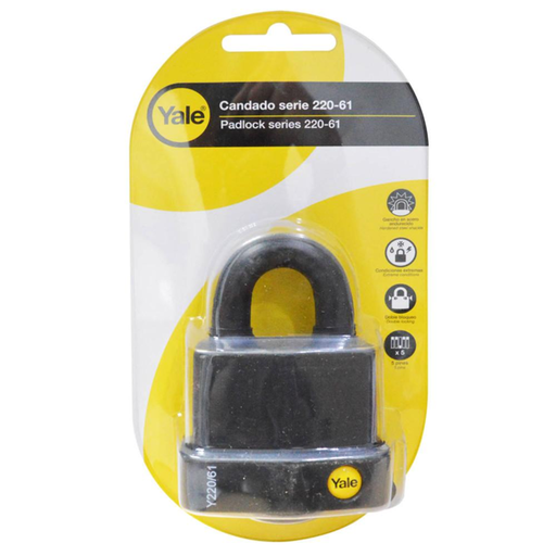 [10938] CANDADO YALE INTEMPERIE NEGRO 220-61MM (8816)