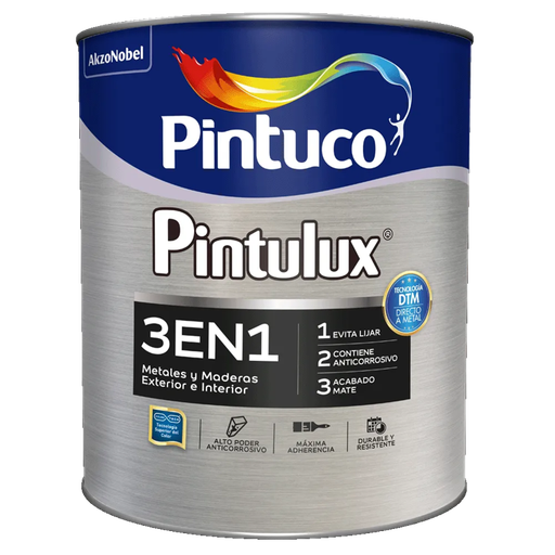 [13071] PINTULUX 3 EN 1 NEGRO MATE X 1/4 PINTUCO