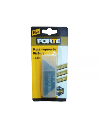 [13623] REPUESTO HOJA BISTURI TRAPEZOIDAL 18MM X 10 UND FORTE