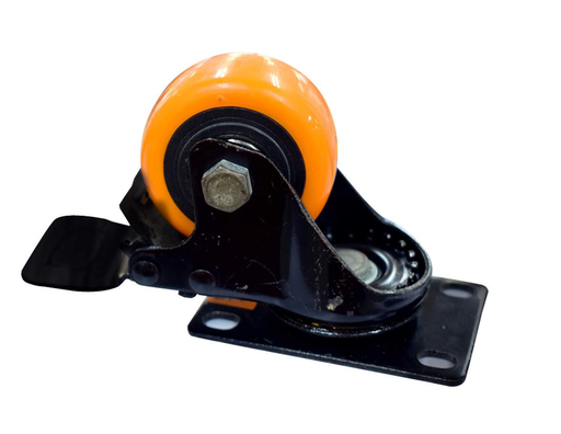 [13647] RODACHINES 2.1/2" PLANO NARANJA CON FRENO GIRATORIO 65MM (90KG)