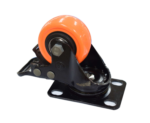 [13649] RODACHINES 2" PLANO NARANJA CON FRENO GIRATORIO 50MM (50K)