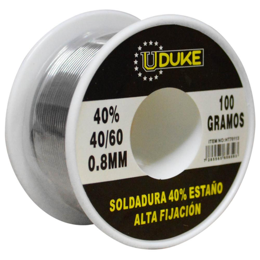 [13958] SOLDADURA ESTAÑO 100GR UDUKE 40-60 (40% ESTAÑO) (0,8MM)