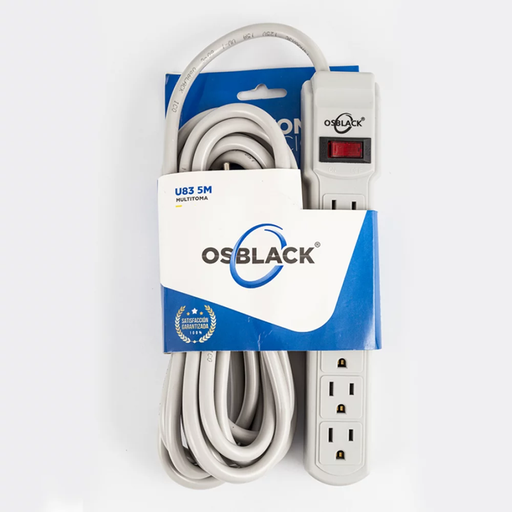 [14383] MULTITOMA 6 SALIDAS CON CABLE 5 MTS OSBLACK