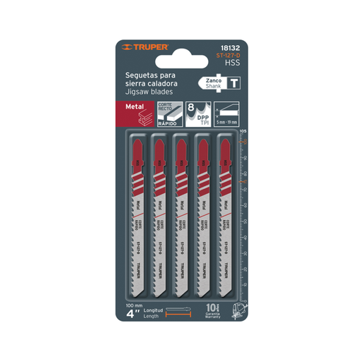 [15265] HOJA DE SIERRA PARA CALADORA JGO X 5 T8 TRUPER ST-127-D