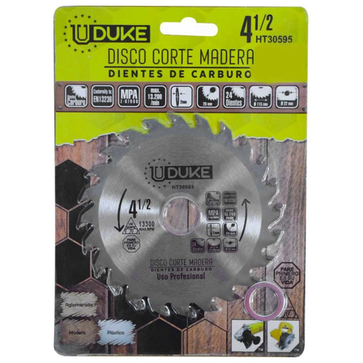 [15367] DISCO CORTE MADERA TOOLS PROF 4-1/2" X 24 UDUKE