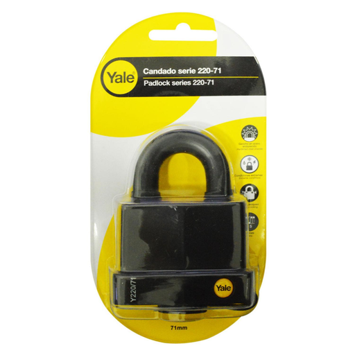 [15606] CANDADO YALE INTEMPERIE NEGRO 220 71MM 8817
