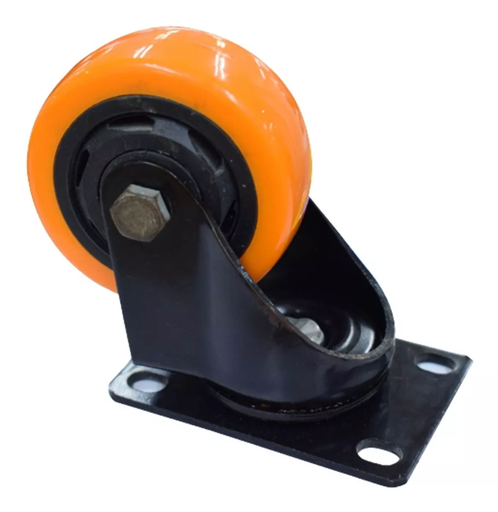 [16271] RODACHINES 3" PLANO NARANJA SIN FRENO GIRATORIO 75MM 100KG