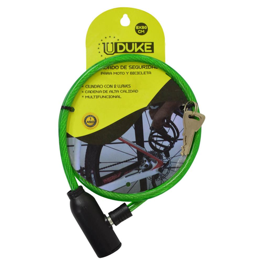 [16701] CANDADO BICICLETA LLAVE 8 X 80CM UDUKE