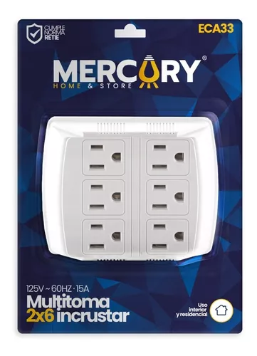 [16729] MULTIOMA DE PARED 6 PUESTOS PARA TOMA DOBLE MERCURY