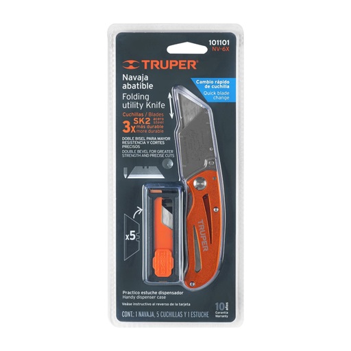 [16924] NAVAJA BISTURI ABATIBLE 6" ALUMINIO Y ACERO TRUPER C:101101