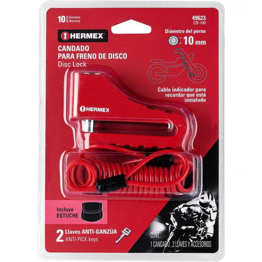 [16976] CANDADO PARA DISCO MOTO 10MM HERMEX 49623