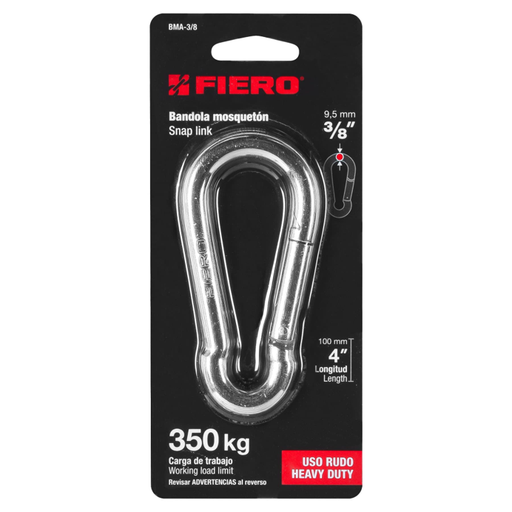 [17015] MOSQUETON PERA DE ACERO 3/8" C/ SEGURO DE GANCHO FIERO 44040