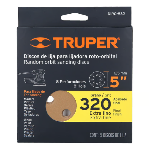 [17177] DISCO LIJADORA ORBITAL 5" G320 X 5UND TRUPER