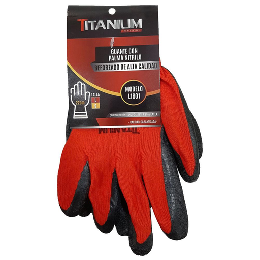 [17178] GUANTE NITRILO REFORZADO ROJO 9-L TITANIUM FSI13