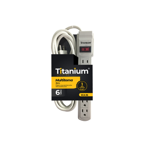 [17184] MULTITOMA 6 SALIDAS CON CABLE 5 MTS TITANIUM