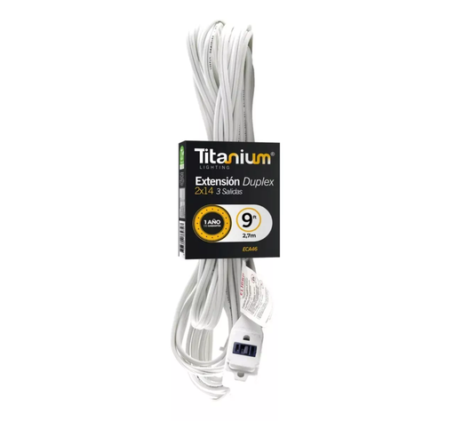 [17211] EXTENSION ELECTRICA BLANCA 9FT C-14 RETI (2.7MTS) TITANIUM