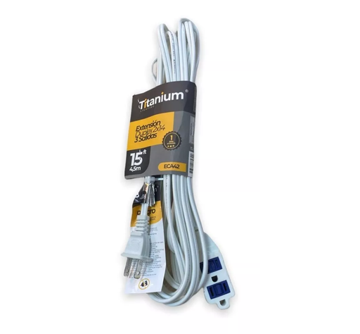 [17212] EXTENSION ELECTRICA BLANCA 15FT C-14 RETI (4.5MTS) TITANIUM