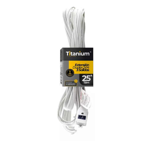 [17213] EXTENSION ELECTRICA BLANCA 25FT C-14 RETI (7.5MTS) TITANIUM